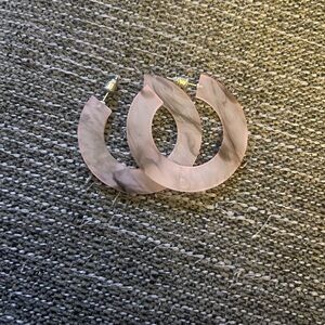 Pink Marble Hoop Earrings